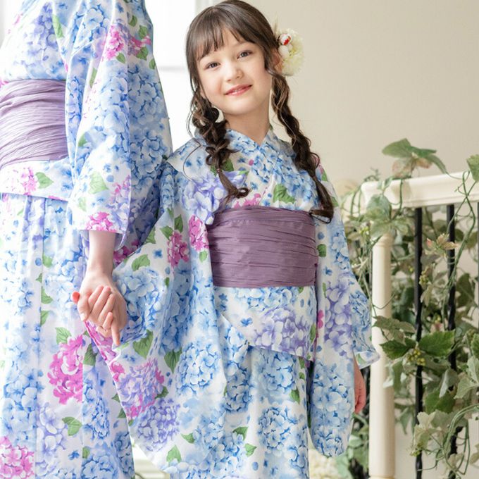 日本 Catherine Cottage - 夢幻2way純棉兵兒帶浴衣(可當洋裝)-牡丹花-水藍白