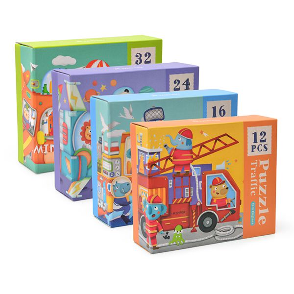 MiDeer - 四合一拼圖-交通-12片，16片，24片，32片拼圖