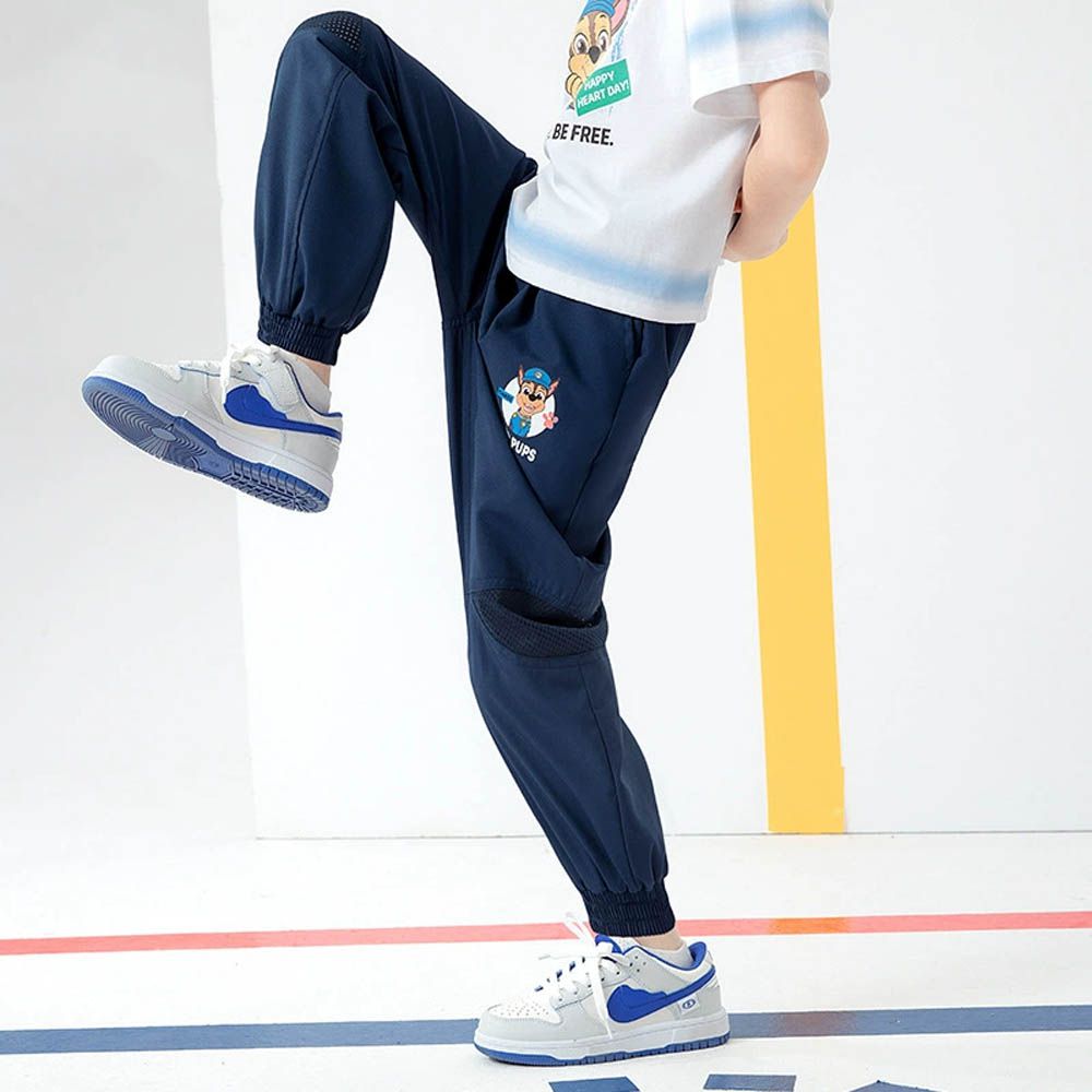 卡通汪汪隊輕薄透氣防蚊褲/空調褲-透氣網眼拼接-藏青