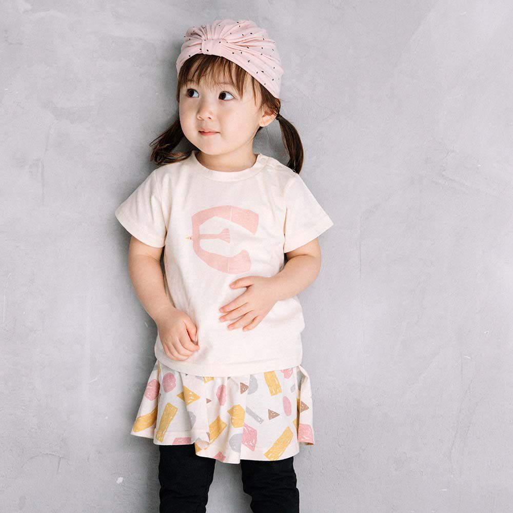 日本 ma lalumiere store - 100%棉 手繪風印花短袖上衣-海鷗-米白