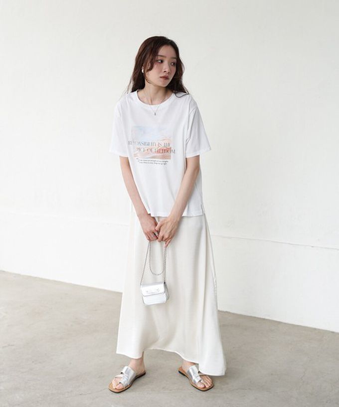 日本 Bab - 100%棉 俐落光影印花短袖T恤-白 (M)