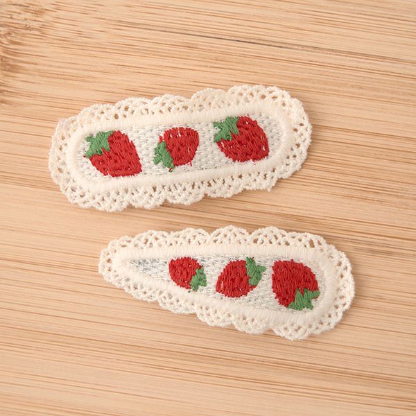 日本 Lycee mine - 水果刺繡蕾絲髮夾(同色2入組)-紅蘿蔔 (F)