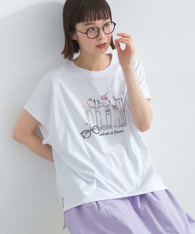 日本 Lupilien - 純棉知性印花法式袖T恤-灰棕