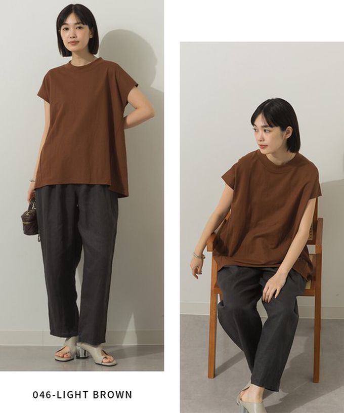 日本 Sans Souci 34+ - 接觸涼感 圓弧百搭法式袖上衣-圓點-米白