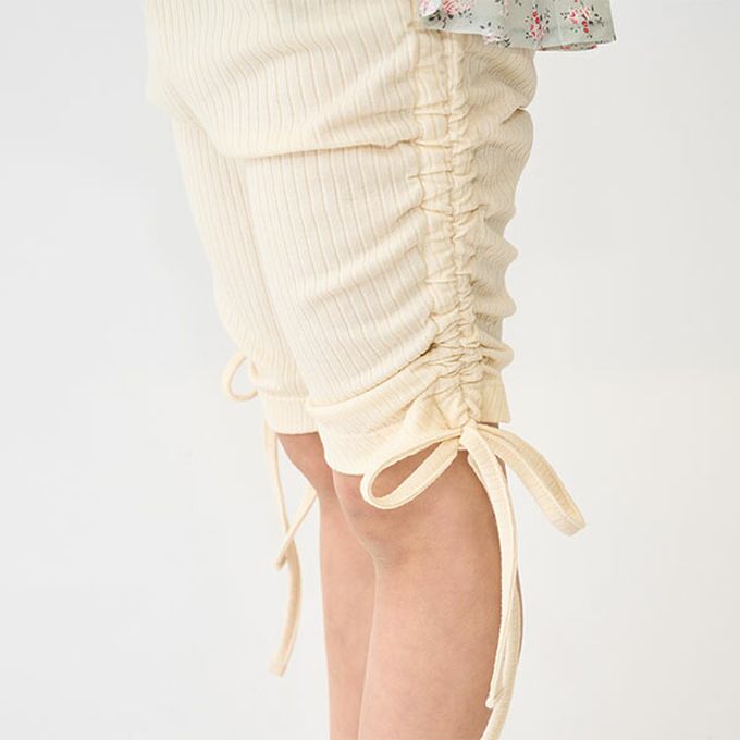 日本 Lycee mine - 側綁帶甜心皺摺合身五分褲-粉紅