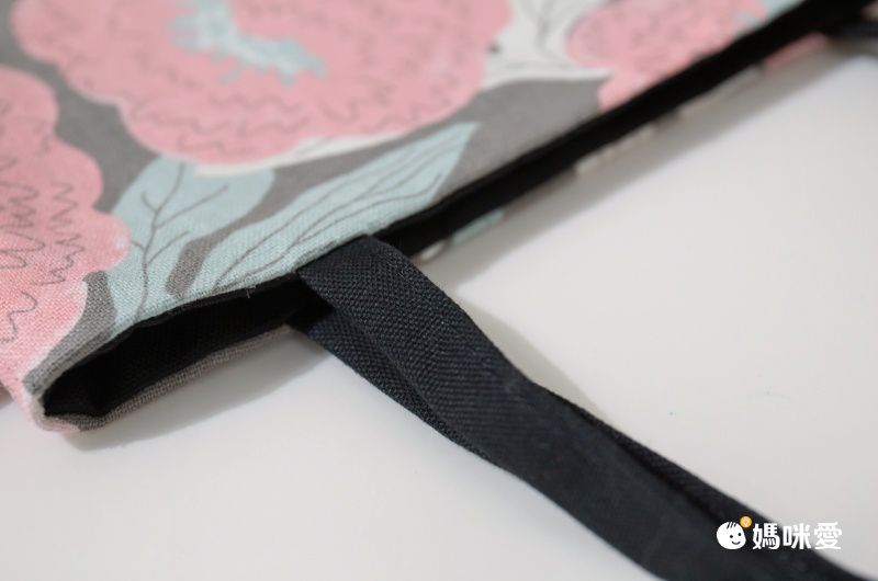 日本 Maison Blanche - 日本製 棉麻手提小包-芍藥-粉 (23x24cm)-提把黑