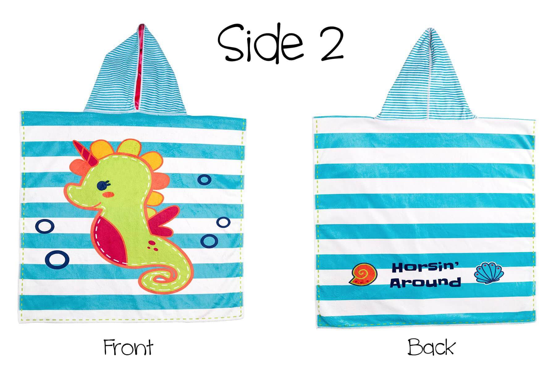 加拿大 flapjackkids - 雙面防曬連帽罩衫/浴巾-美人魚/海馬