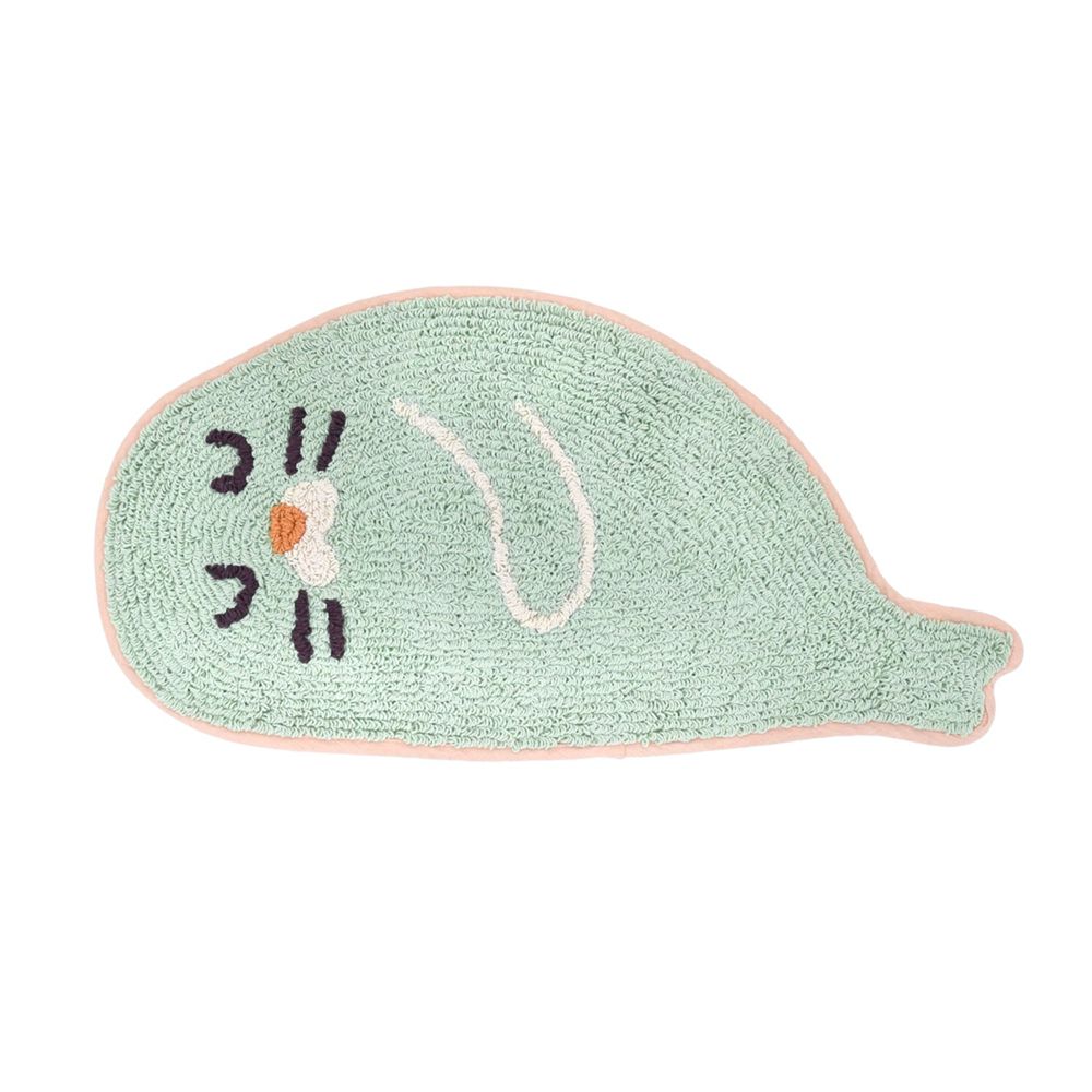 日本 TOMO - 可愛動物地墊/腳踏墊-瞌睡海豹-綠 (約33x64cm)