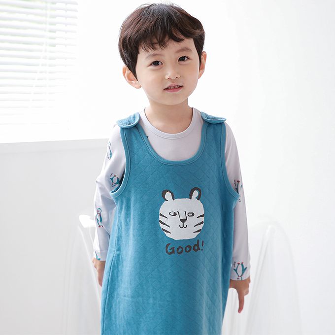 正韓 Cogibu - 極舒適無螢光劑 100% 有機棉幼兒/兒童鋪棉保暖防踢背心-小虎棒