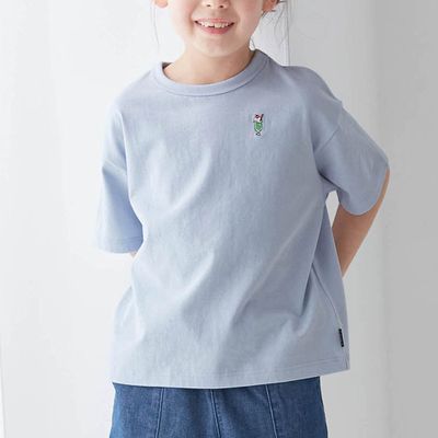 日本千趣會 - GITA 定番印花落肩短袖上衣-胸前聖代-淺藍紫