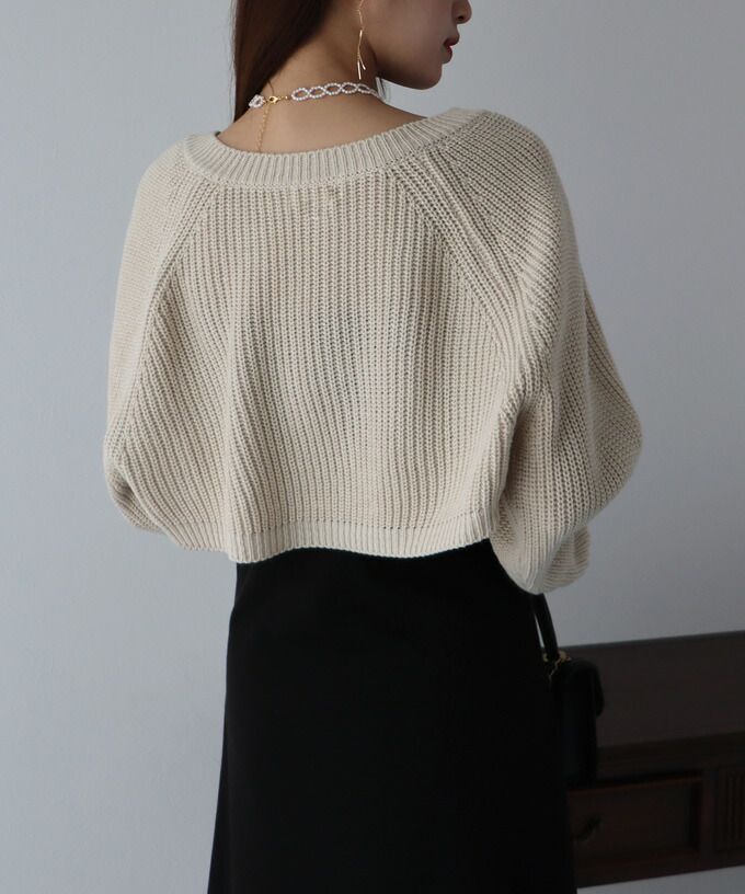 日本 BLUE EAST - 率性羅紋短版針織外套-白