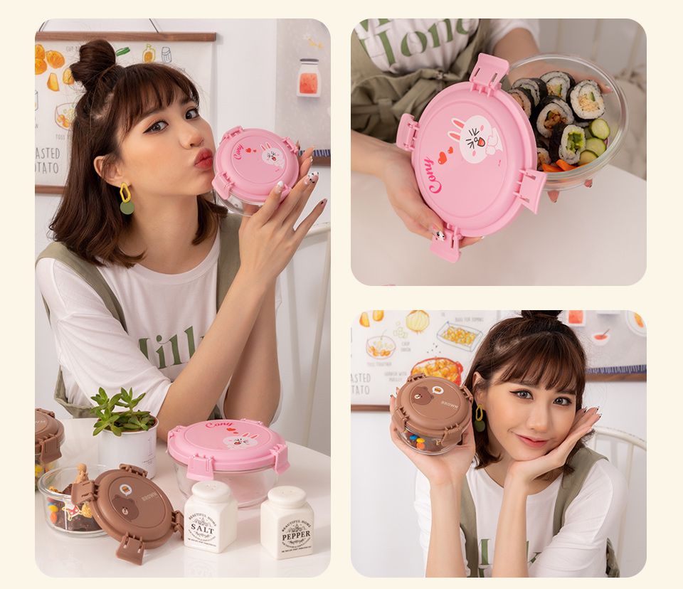 Hiromimi - LINE FRIENDS玻璃保鮮盒2入組-兔兔