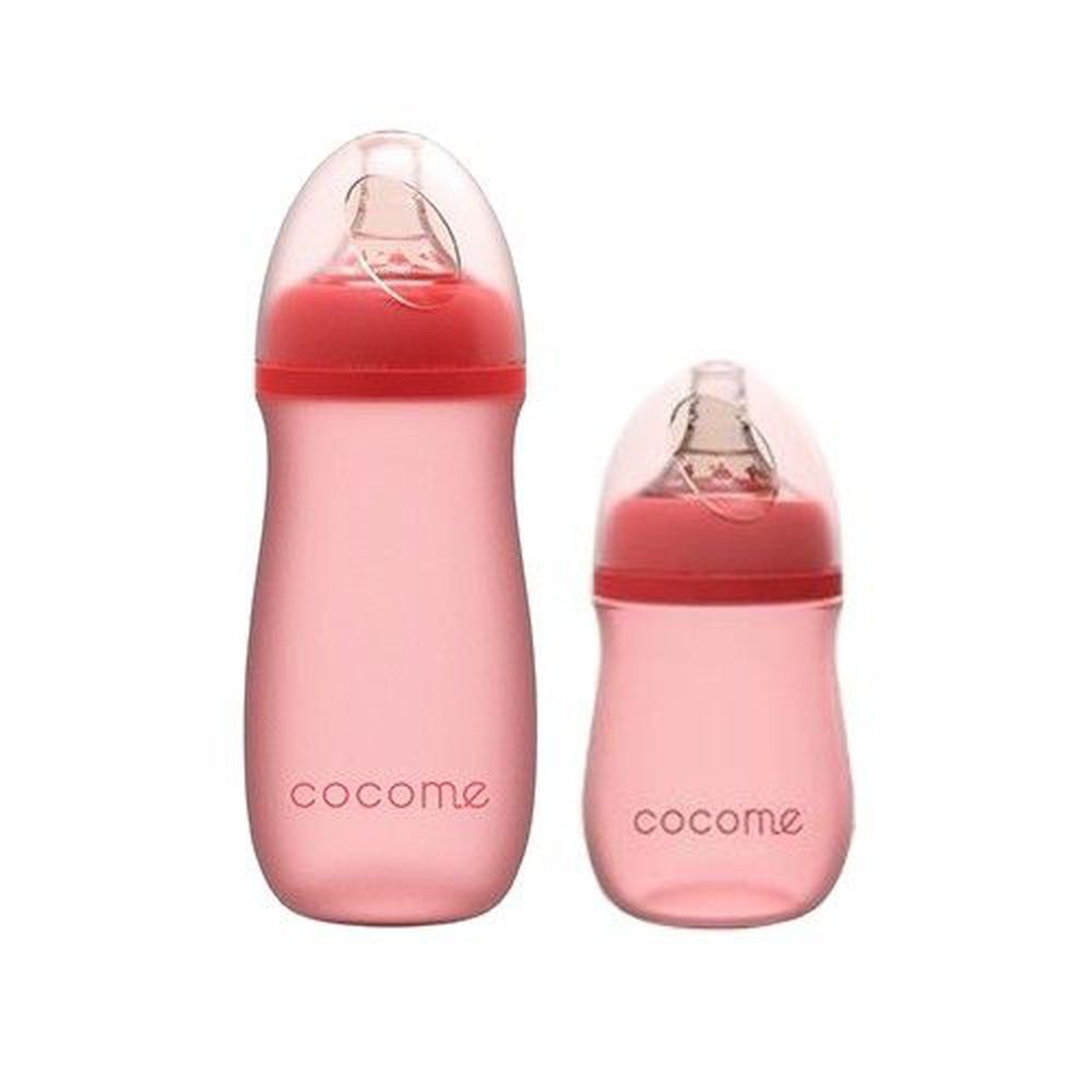 cocome 可可萌 - 防爆感溫晶鑽寬口玻璃奶瓶-1 + 1 實用組-粉紅色-150mL(M [3個月起])x1+260mL(L [6個月起])x1