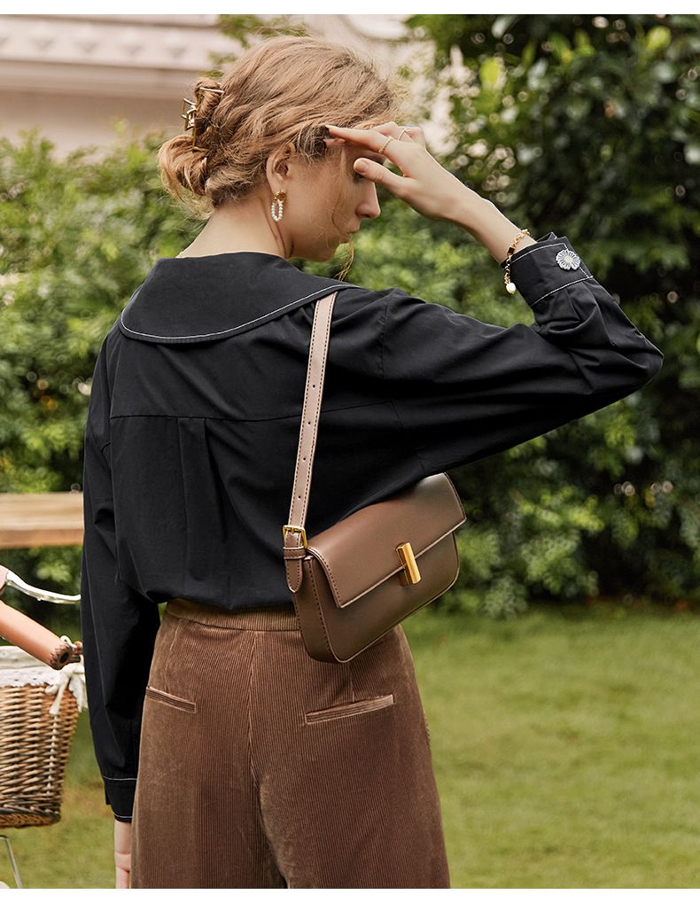 氣質彼得潘領長袖襯衫-白色