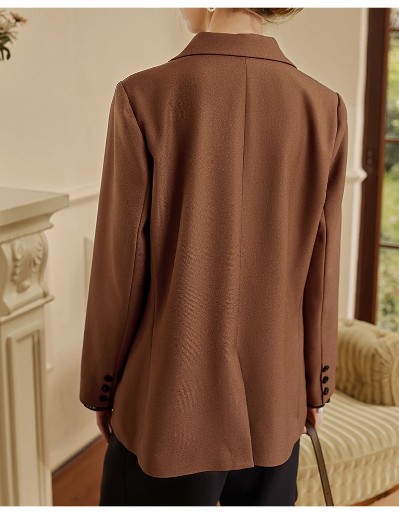 時尚寬鬆休閒西裝外套-焦糖色