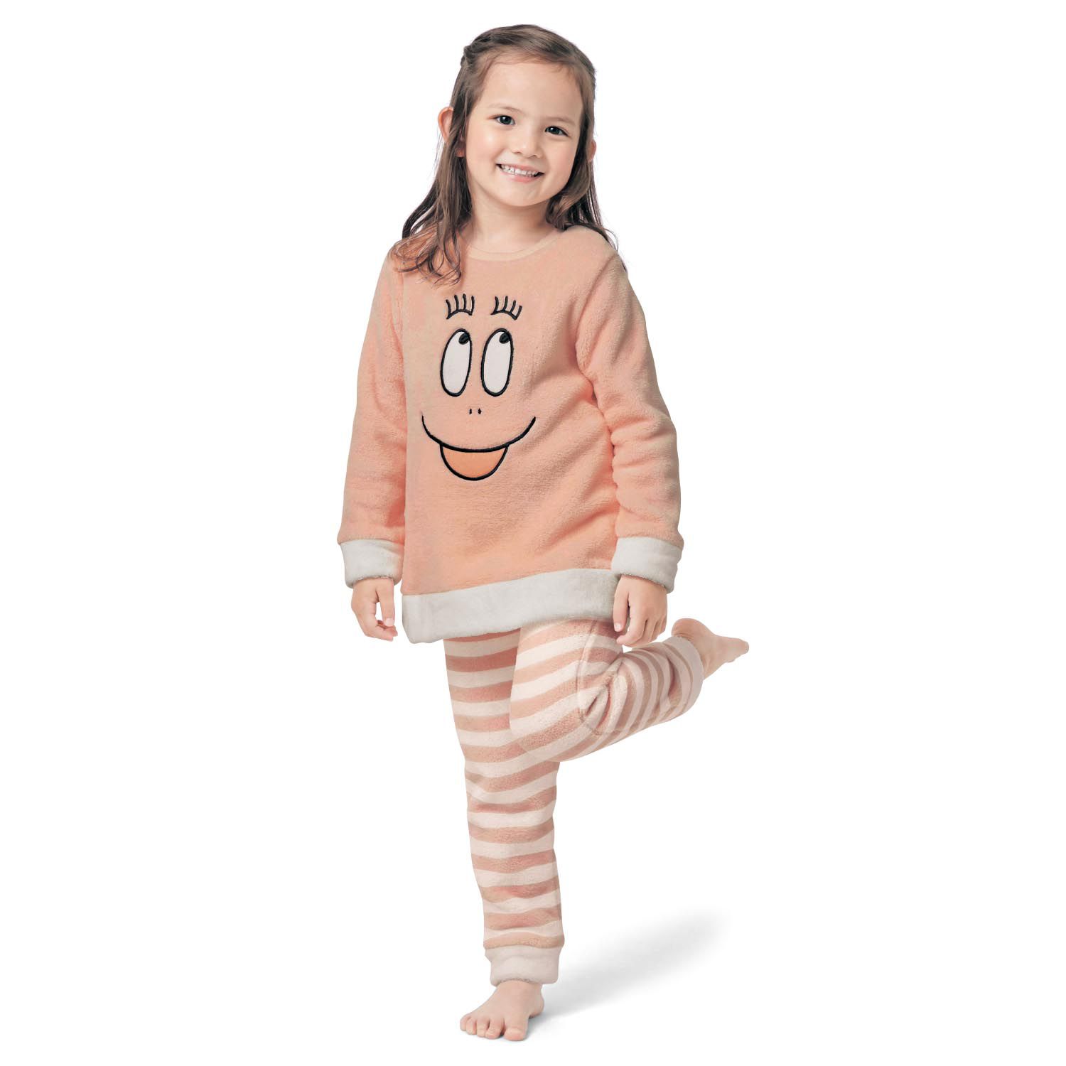 日本千趣會 - 泡泡先生fleece保暖長袖家居服/睡衣-粉紅