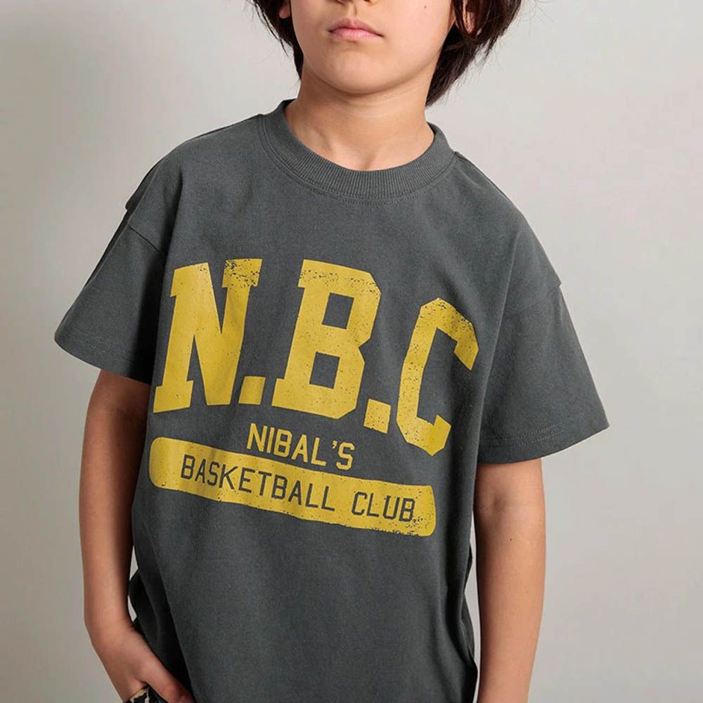 100%棉 街頭印花短袖上衣-N.B.C-炭灰