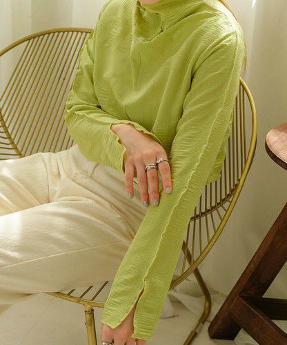 日本 Bou Jeloud - 個性凹凸紋長袖上衣-橘粉