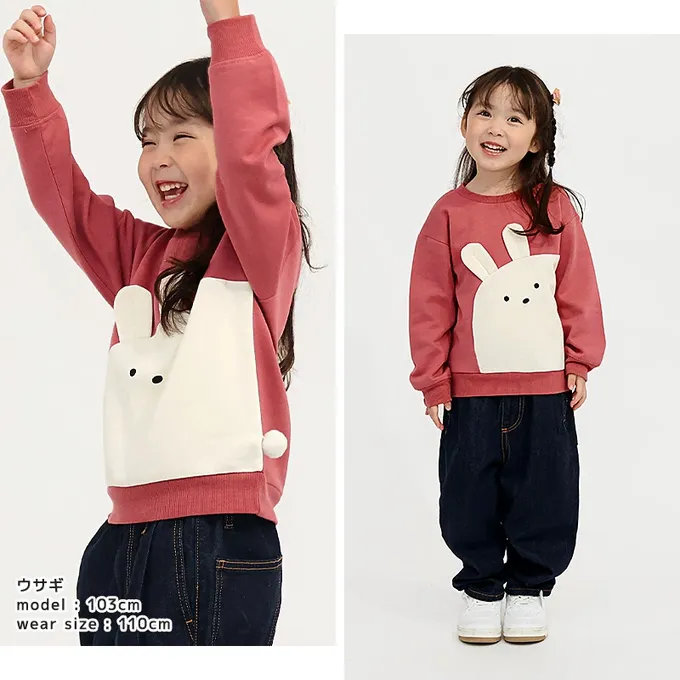 日本 ZOOLAND - 裏起毛 可愛立體動物長袖上衣-大象-綠