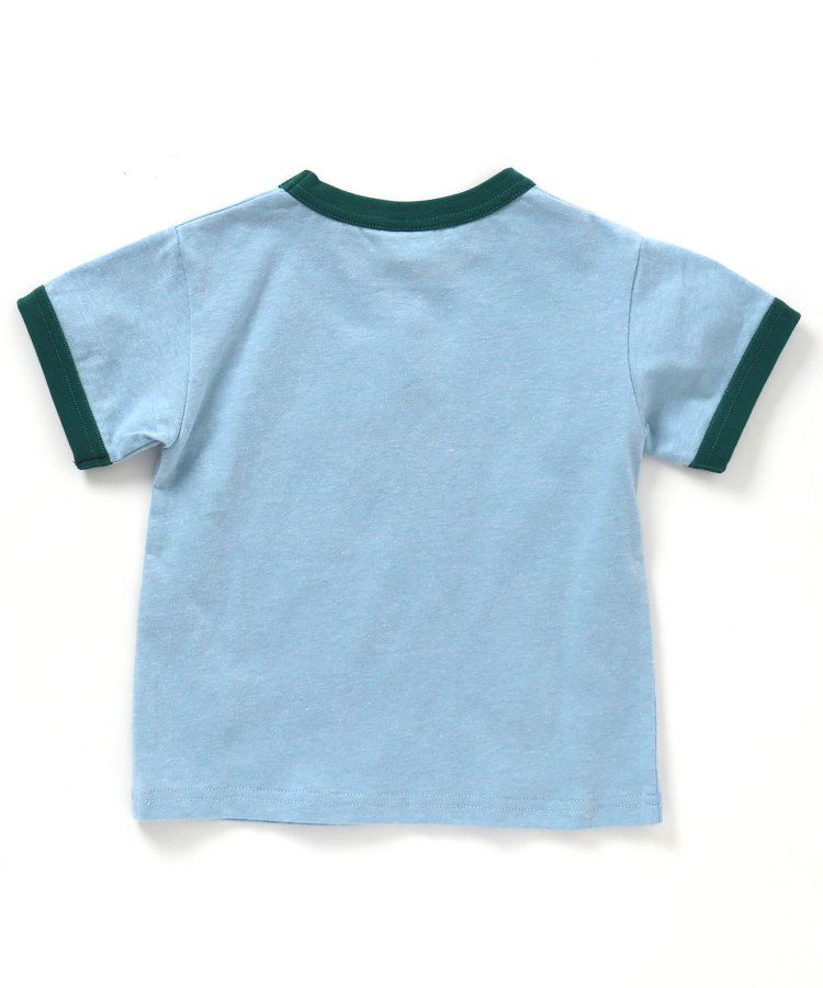 日本 BREEZE - 美式復古印花撞色邊短袖上衣-甜甜圈店-灰