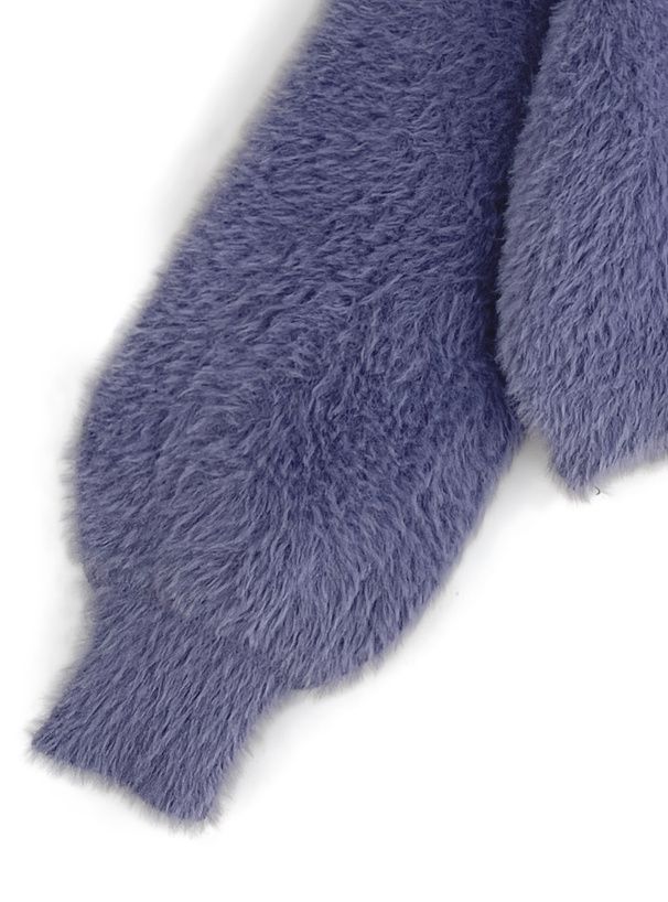 日本 GRL - 花朵珍珠釦毛絨外套-奶茶灰 (F)