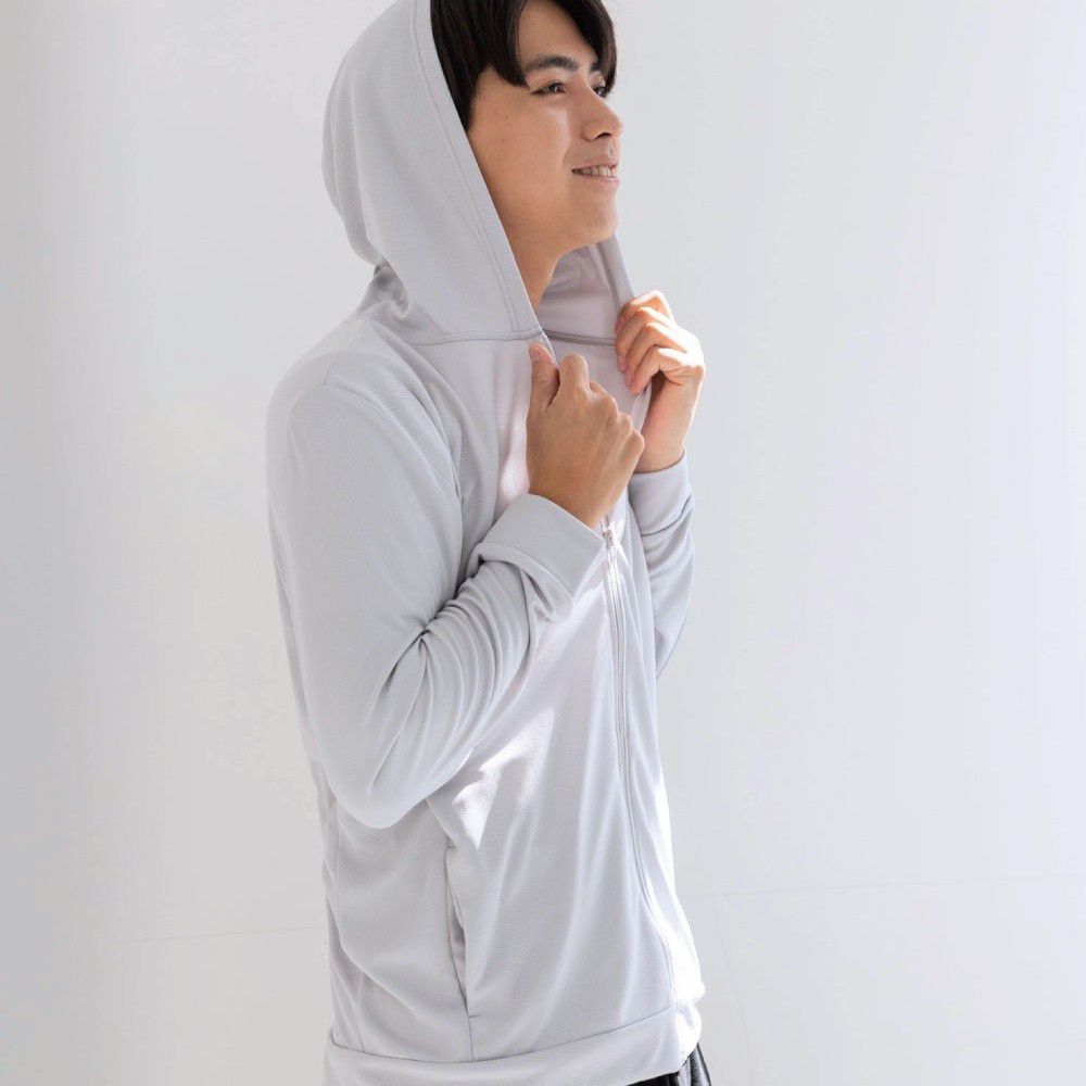 貝柔 Peilou - UPF50+高透氣防曬顯瘦外套-男連帽-淺灰色