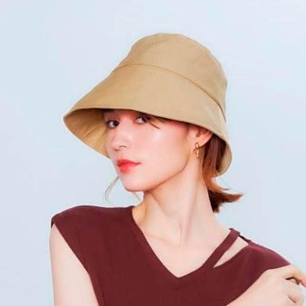 日本 COGIT - 99%抗UV！長帽簷折疊防曬遮陽帽-卡其 (56-58cm)