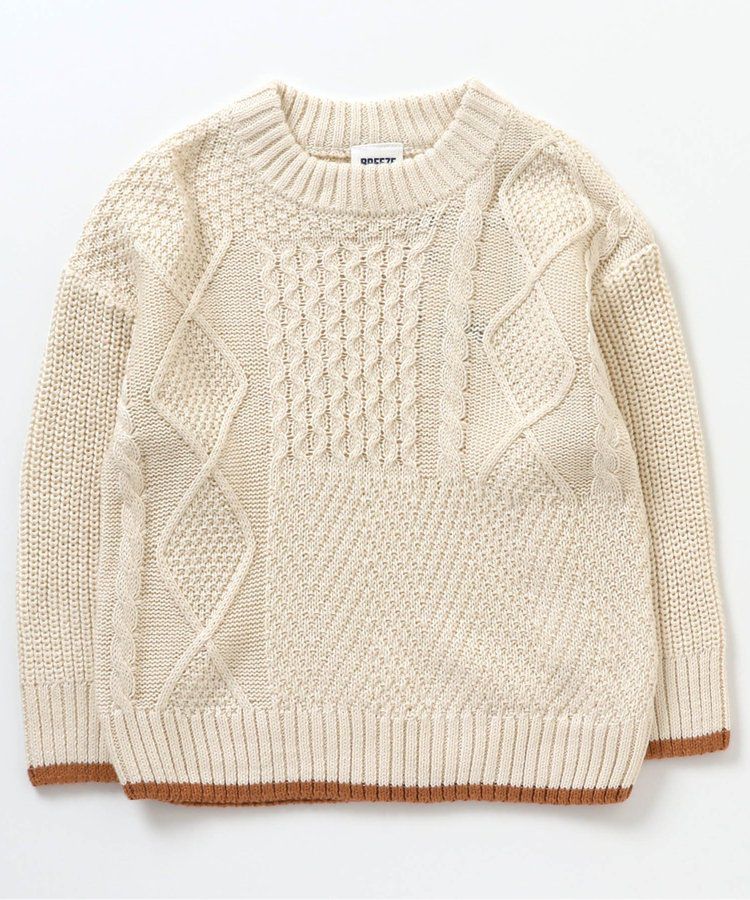 日本 BREEZE - 可水洗明亮色滾邊針織毛衣-耀眼橘