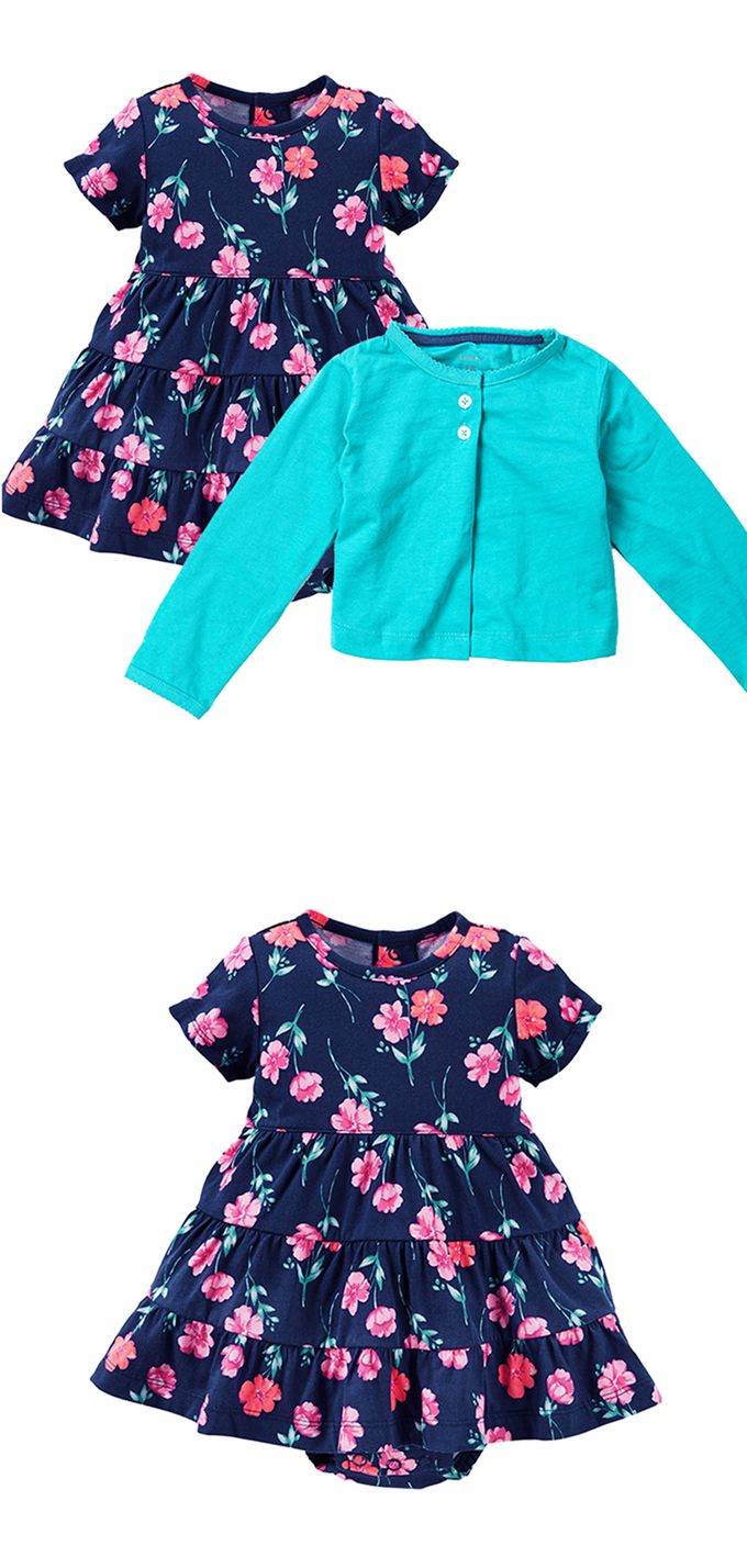 美國 Carter's - 扶桑花短袖洋裝+長袖小外套2件組 (24 M)