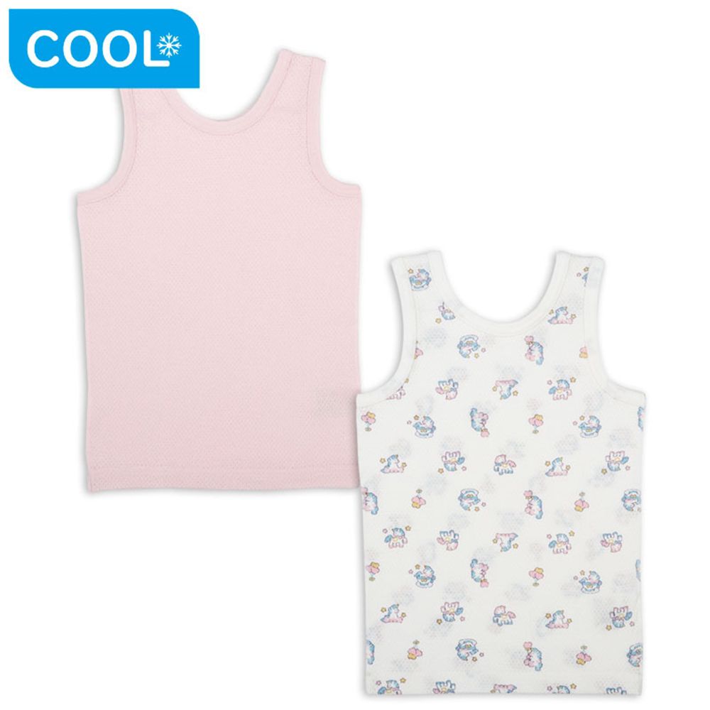 網眼坦克背心2件組-前後皆可穿 獨角獸-粉紅色