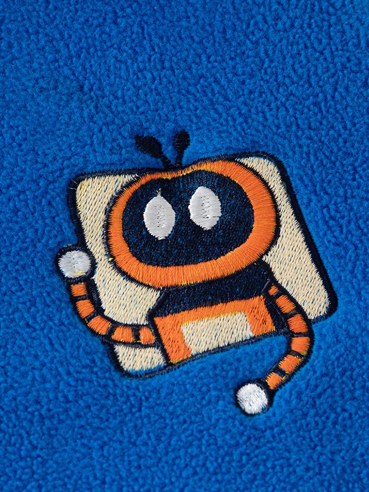 搖粒絨保暖兒童外套-小小機器人-灰色