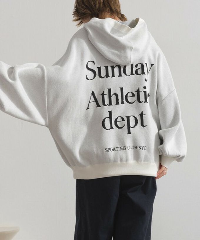 日本 Lupilien - Sunday休閒寬大版型針織帽T-海軍藍