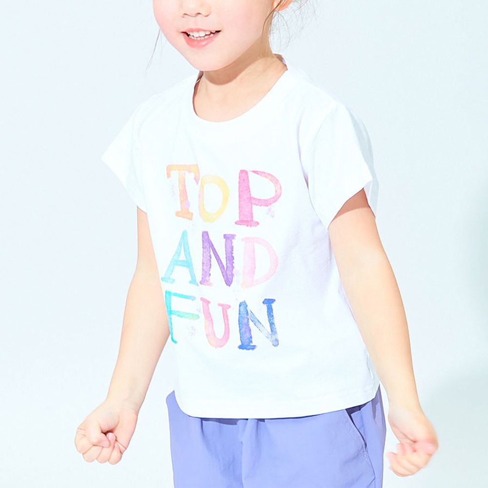 吸汗速乾涼感 可愛印花短袖上衣-FUN-白