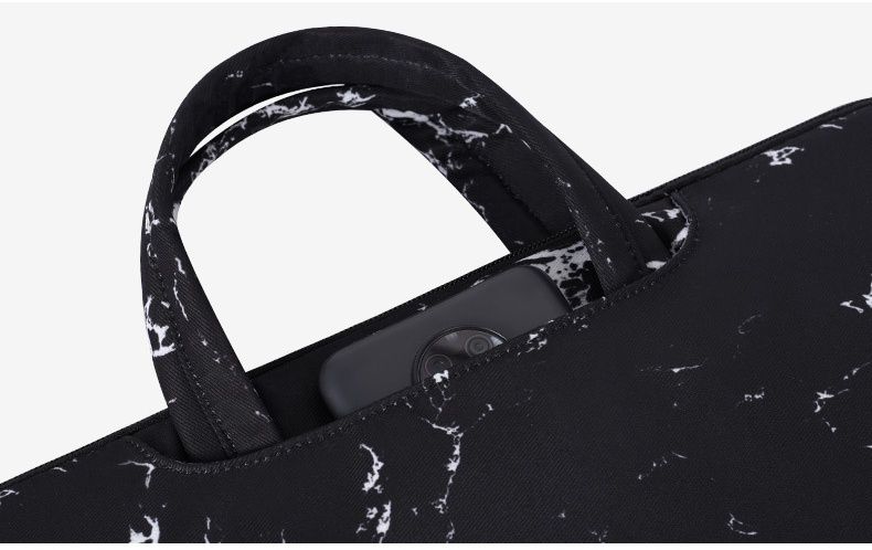 防潑水手提式電腦包-大理石花紋-白色