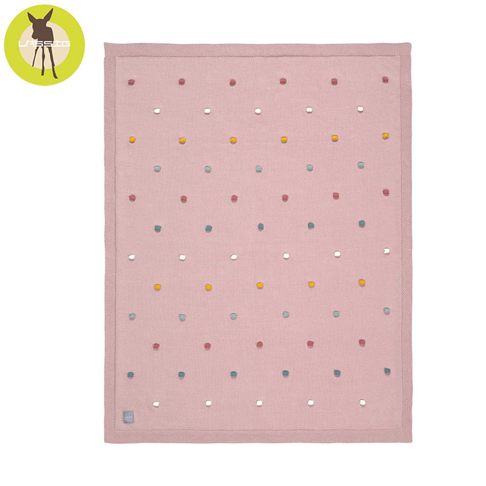德國 Lassig - 有機棉嬰兒毯-玫粉彩點