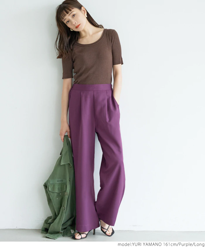 日本 COCA - 修身慵懶落地西裝長褲-芥末黃