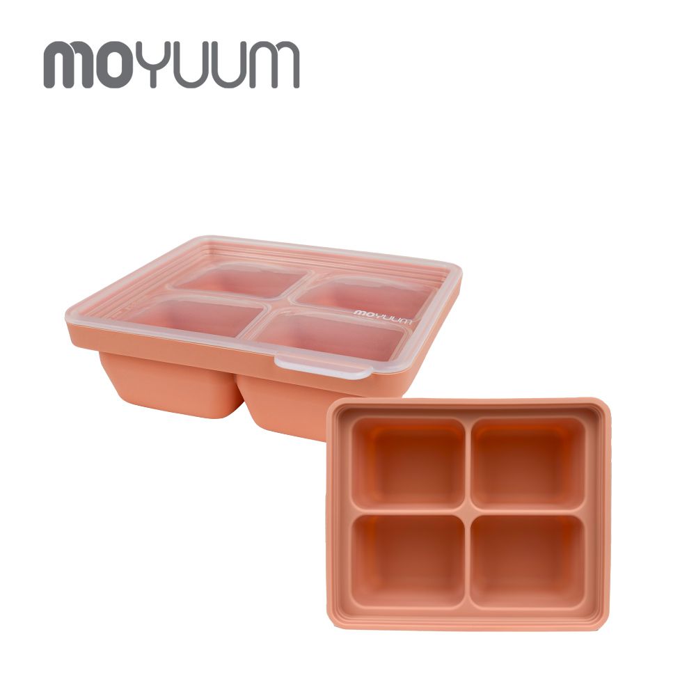 韓國 Moyuum - 白金矽膠副食品分裝盒-4格-南瓜橘