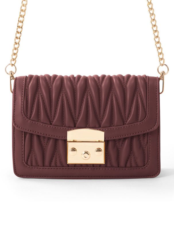 日本 GRL - 立體抓皺金屬小方包/側背包-凱莉綠 (F)