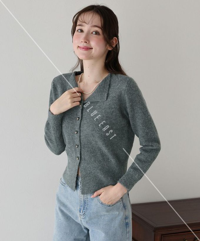 日本 BLUE EAST - 愛心蝴蝶結扣成熟甜美針織開襟衫-黑 (M)