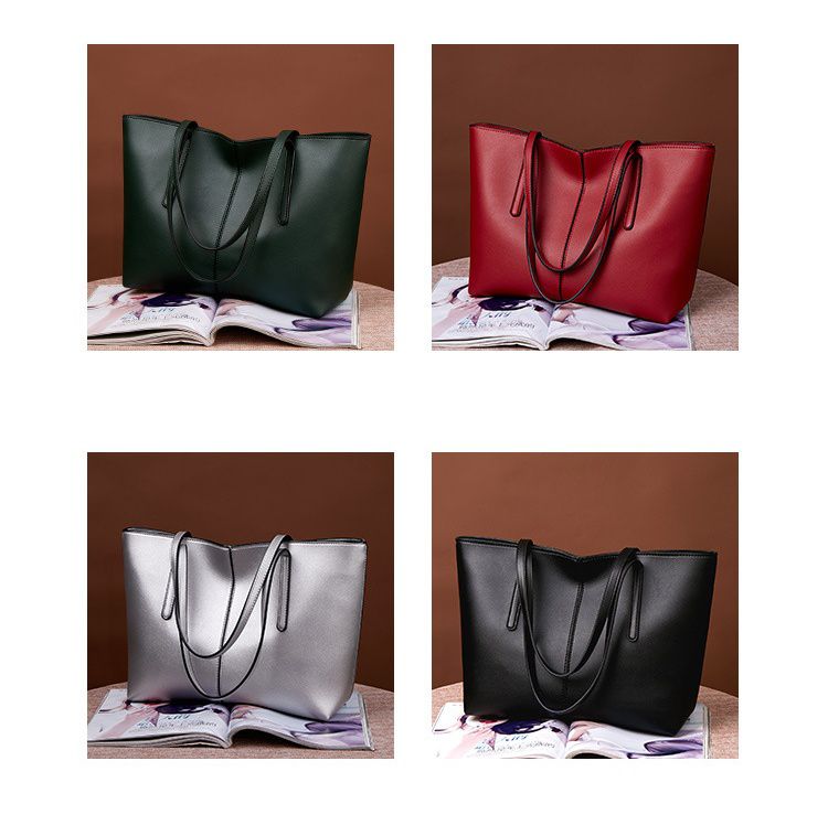 歐美風簡約大容量單肩托特包-黑色 (25x31x14cm)