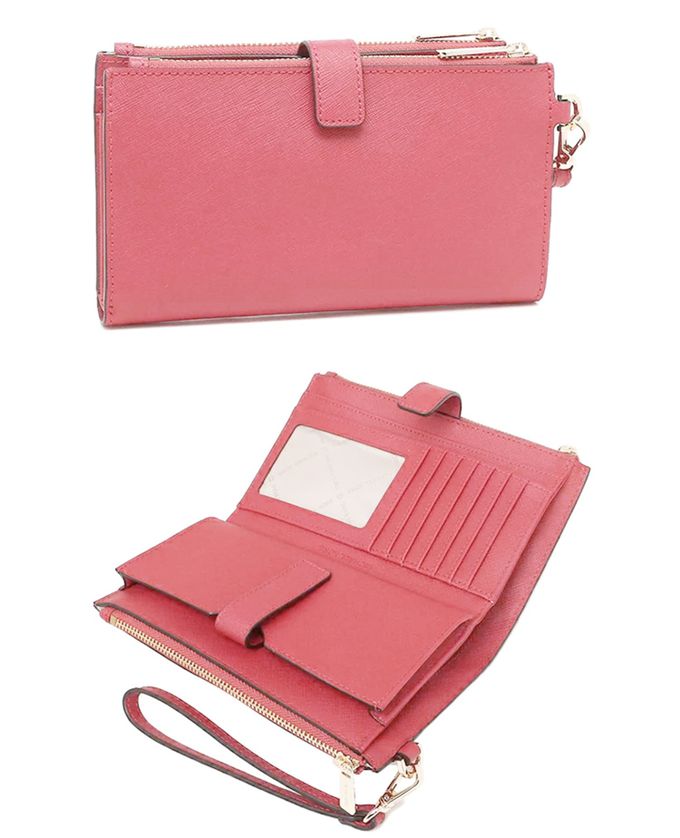 MICHAEL KORS - 防刮皮革雙層手機長夾 (玫瑰粉)