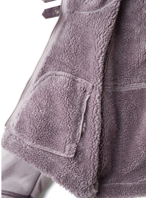 日本 GRL - 羊羔絨翻領短版騎士夾克/外套-粉紫 (F)