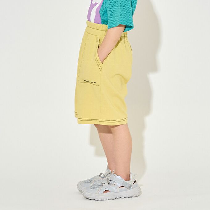 日本 b-ROOM - 柔軟舒適縫線短褲-深棕