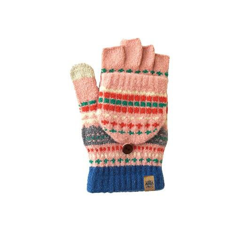 日本 BISQUE - 日本製2way保暖手套-大人款-粉紅圖騰