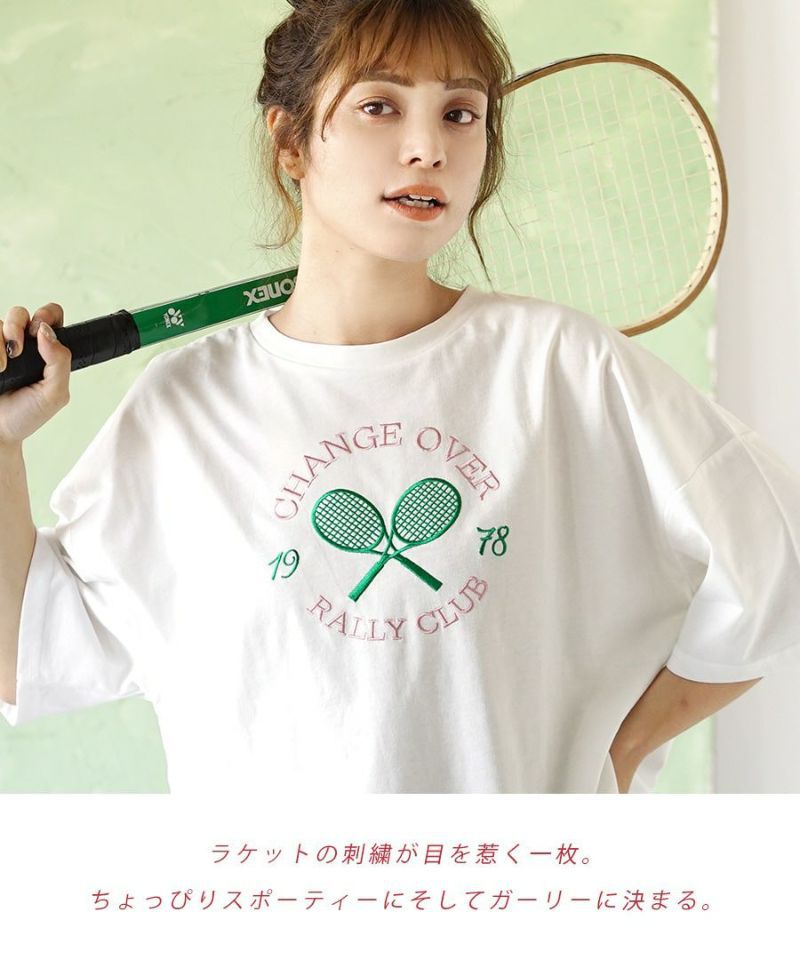 日本 zootie - 落肩寬鬆立體刺繡短T-玫瑰粉