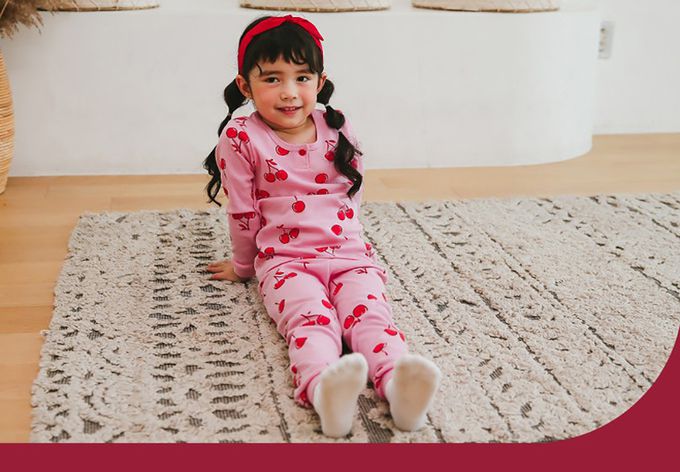 正韓 Puco - 超優質嬰幼兒/兒童長袖100% 有機純棉家居服/睡衣-甜蜜櫻桃