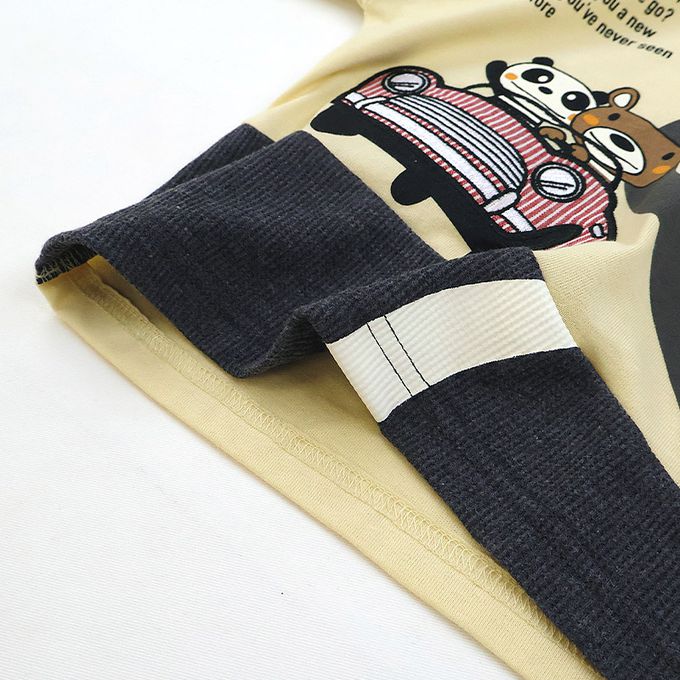 日本 ZOOLAND - 春季出遊印花長袖上衣-熊熊兜風-薄荷綠