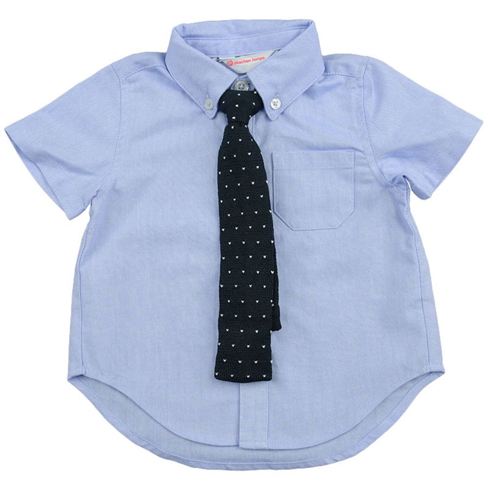 akachan honpo - 短袖襯衫（附針織領帶）-淺藍色