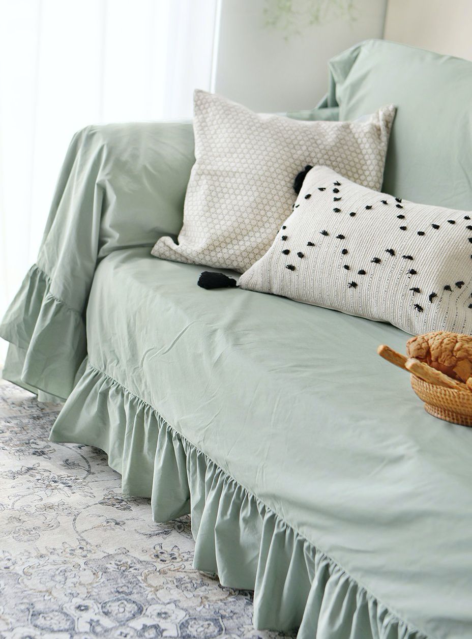 韓國 Prielle - 60支高密度棉防水防污沙發套-綠 (220X330)