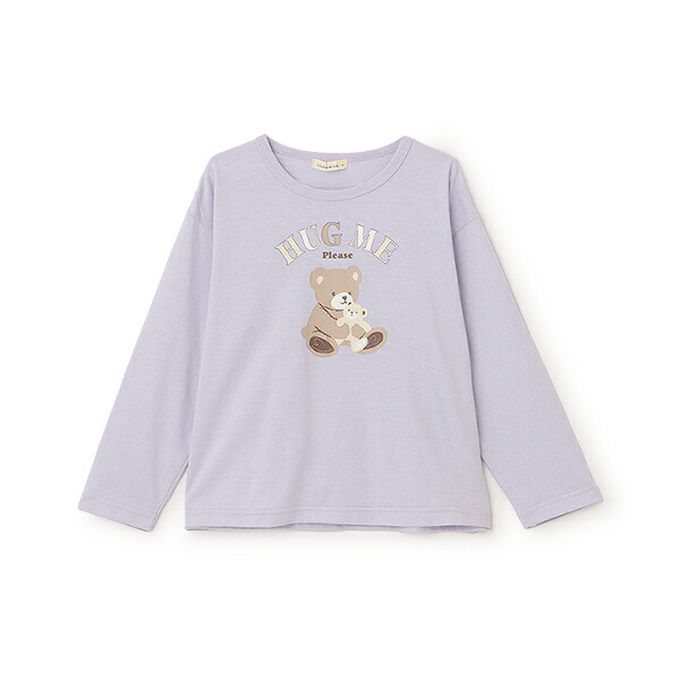 日本 Lycee mine - 100%棉 可愛少女印花長袖上衣-熊熊-薰衣草紫